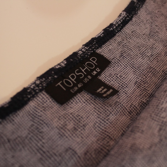 Topshop Blue Floral Off-Shoulder Crop Top - Picture 5 of 5